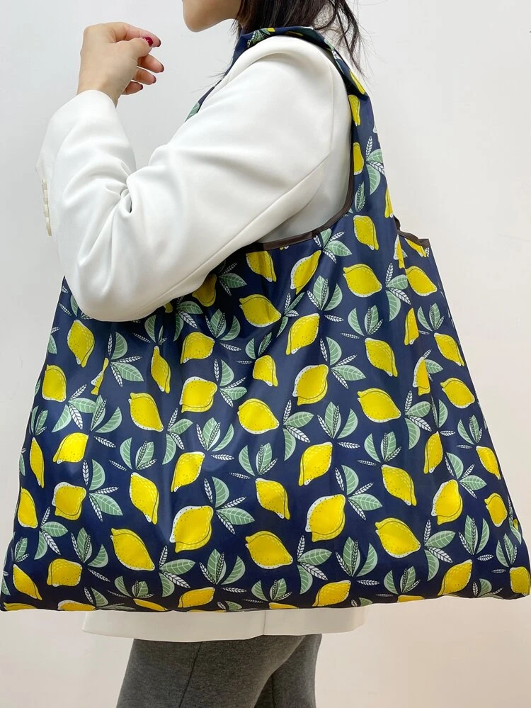 Lemon Print Shopper Bag School Bag,Back To School Backpack,Large Capacity,Lightweight,Portable,Classic Casual, Suitable For Teen Girls Women College Students, Perfect For Back To School,College,Middle School, High School,Work , Business, Commute