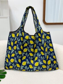 Lemon Print Shopper Bag School Bag,Back To School Backpack,Large Capacity,Lightweight,Portable,Classic Casual, Suitable For Teen Girls Women College Students, Perfect For Back To School,College,Middle School, High School,Work , Business, Commute - Multicolor - View 7