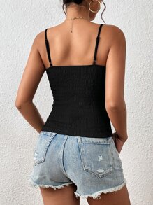 SHEIN Privé Chain Detail Cami Top - Black - View 2