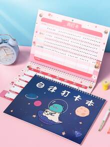 1 pieza Cuaderno de plan con dinosaurio de dibujos animados - Azul - Ver 4