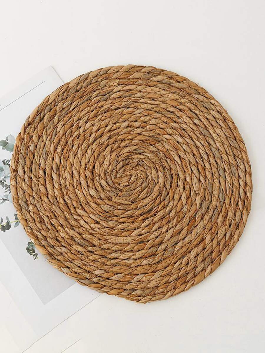 Handwoven Circular Straw Heat Insulation Mat, Daily Casual Home Decor - Yellow - View 1