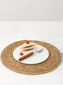 Handwoven Circular Straw Heat Insulation Mat, Daily Casual Home Decor - Yellow - View 5