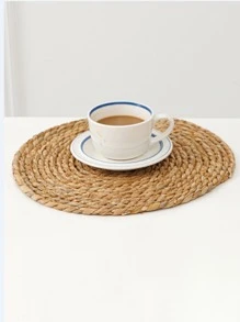 Handwoven Circular Straw Heat Insulation Mat, Daily Casual Home Decor - Yellow - View 4