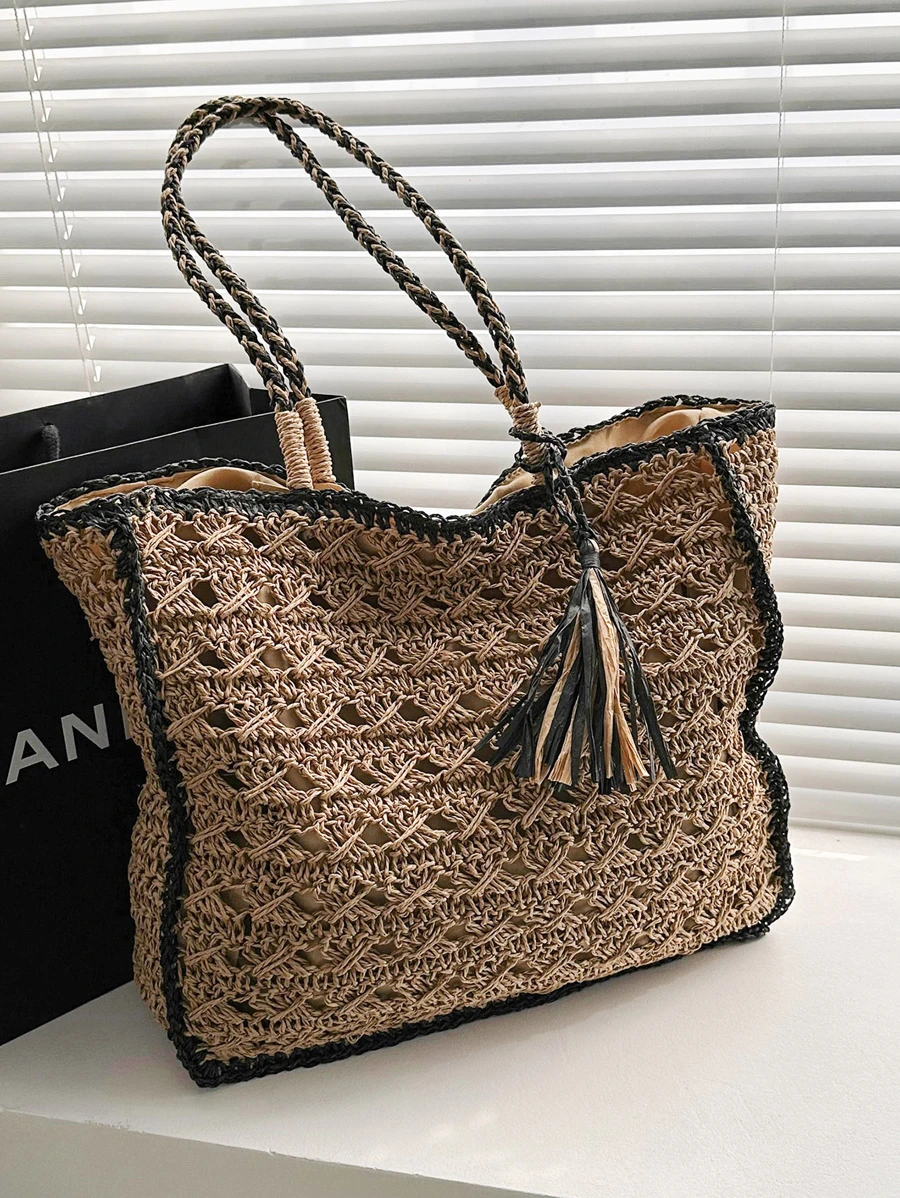 Fashionable Tote Bag Solid Color High Capacity Women's Handbag - Brown - View 1