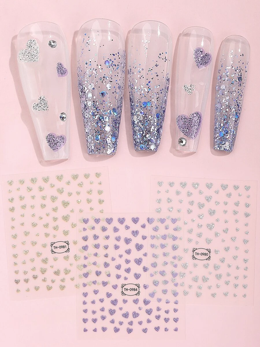 Beauty Sticker 3 miếng dán móng tay nghệ thuật hình trái tim - Nhiều màu - Xem 1