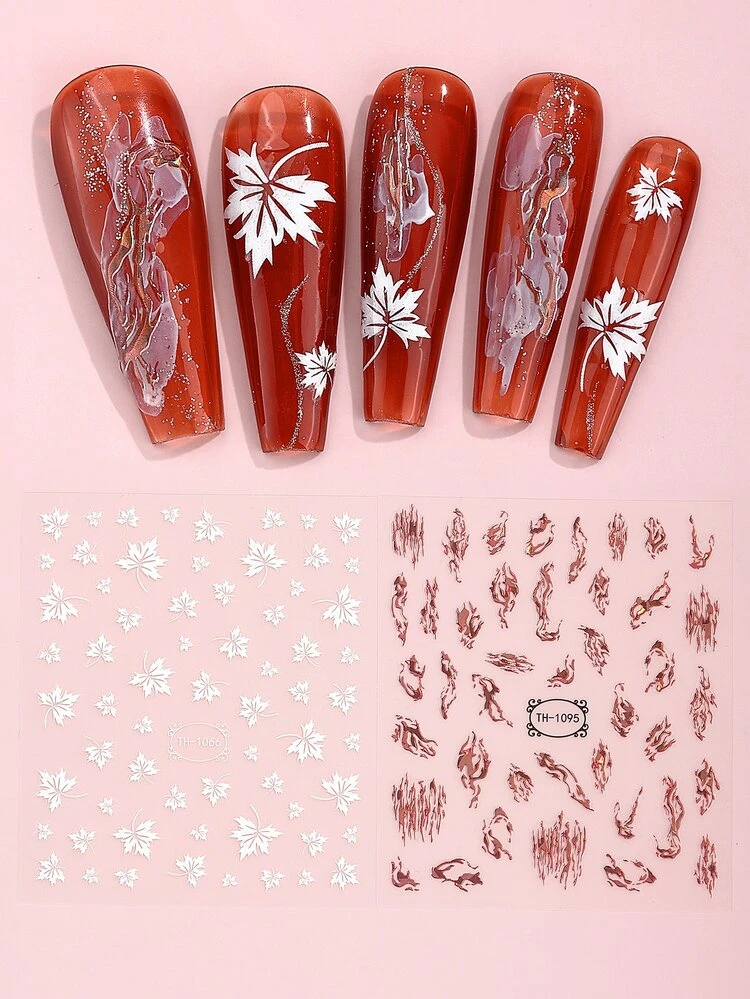 Stickers Décalcomanies Pour Nail Art - Motifs Fleurs Et Dentelle - Accessoire Ongles Facile