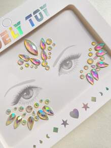 1 hoja Pegatina tatuaje facial con diamante de imitación brillante en oscuro - Multicolor - Ver 5