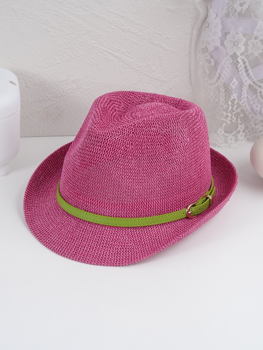 Strohhut mit Gürtel Dekor