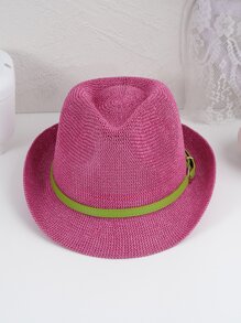 Strohhut mit Gürtel Dekor