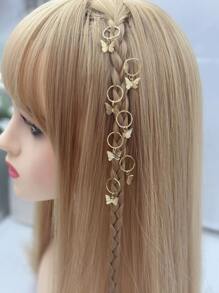 12pcs Butterfly Charm Hair Ring - Gold - View 2
