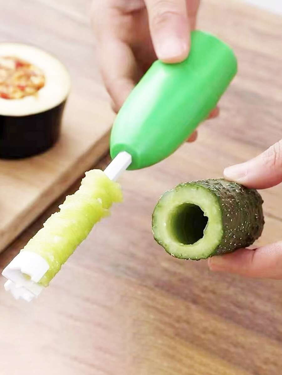 1入組塑料水果去核器廚房用極簡色塊水果去核工具 - 綠色 - 查看 1