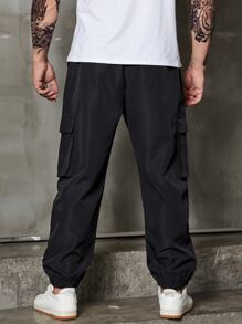 Manfinity Men Flap Pocket Side Cargo Trousers - Black - View 2