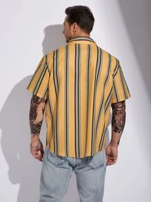 Manfinity Men Plus Striped Print Shirt - Yellow - View 2