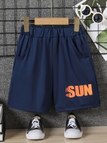 男孩字母圖案短褲