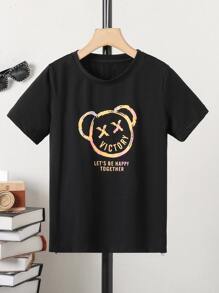 Boys Bear & Slogan Graphic Tee - Black - View 1