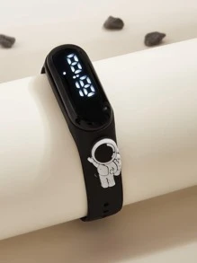 Kids Astronaut Decor Strap Oval Electronic Watch - Black - View 1