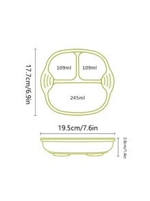 1pc Silicone Plate, Pink 3-grid Dinner Plate For Kitchen - Pink - View 2