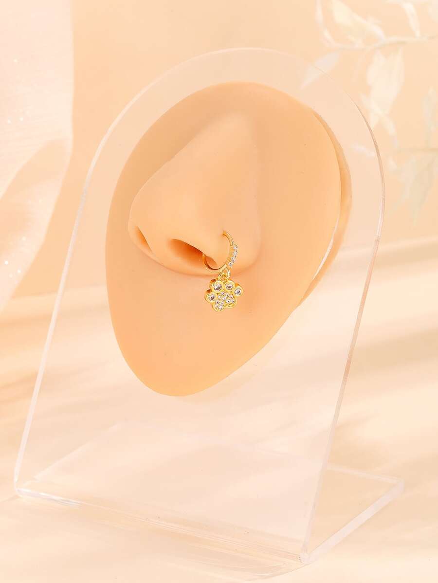 Cubic Zirconia Paw Charm Nose Ring - Multicolor - View 1