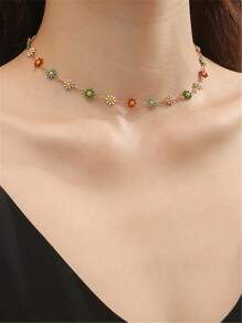 Flower Decor Choker - Multicolor - View 1