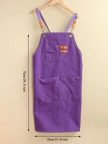 1pc Purple Apron, Polyester Waterproof Thickened Chef Apron For Household - Purple - View 5