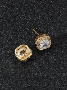 Fashionable And Popular Men Cubic Zirconia Decor Stud Earrings Copper For Jewelry Gift And For A Stylish Look