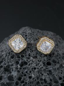 Fashionable And Popular Men Cubic Zirconia Decor Stud Earrings Copper For Jewelry Gift And For A Stylish Look