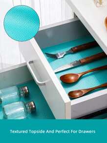 4 Cái/bộ Tấm Lót Ngăn Kéo PEVA, Tấm Lót Kệ Chống Trơn Trượt Màu Xanh, Tấm Lót Tủ Cho Gia Đình - Màu xanh lam - Xem 4