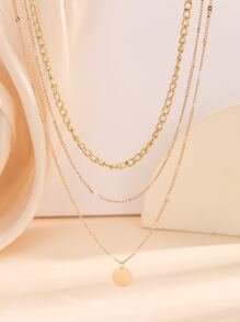 Collar a capas con diseño de disco - Amarillo Oro - Ver 1