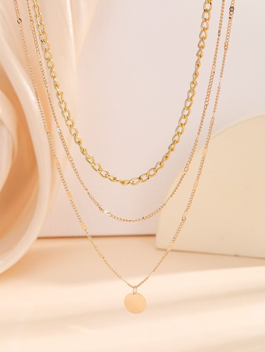 Collar a capas con diseño de disco - Amarillo Oro - Ver 1