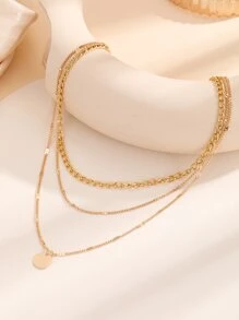 Collar a capas con diseño de disco - Amarillo Oro - Ver 3