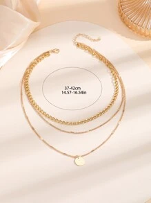 Collar a capas con diseño de disco - Amarillo Oro - Ver 5