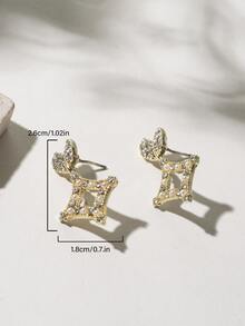 Rhinestone & Faux Pearl Decor Geometric Drop Earrings - Multicolor - View 3