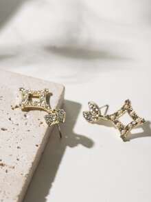 Rhinestone & Faux Pearl Decor Geometric Drop Earrings - Multicolor - View 4