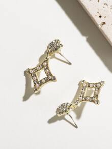 Rhinestone & Faux Pearl Decor Geometric Drop Earrings - Multicolor - View 6