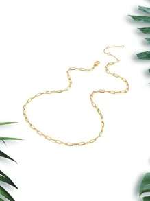 1 件简约不锈钢长锤十字链项链女士款 - 金黃色 - 查看 2