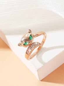 方晶鋯石裝飾狐狸設計纏繞式戒指 - 彩色 - 查看 2