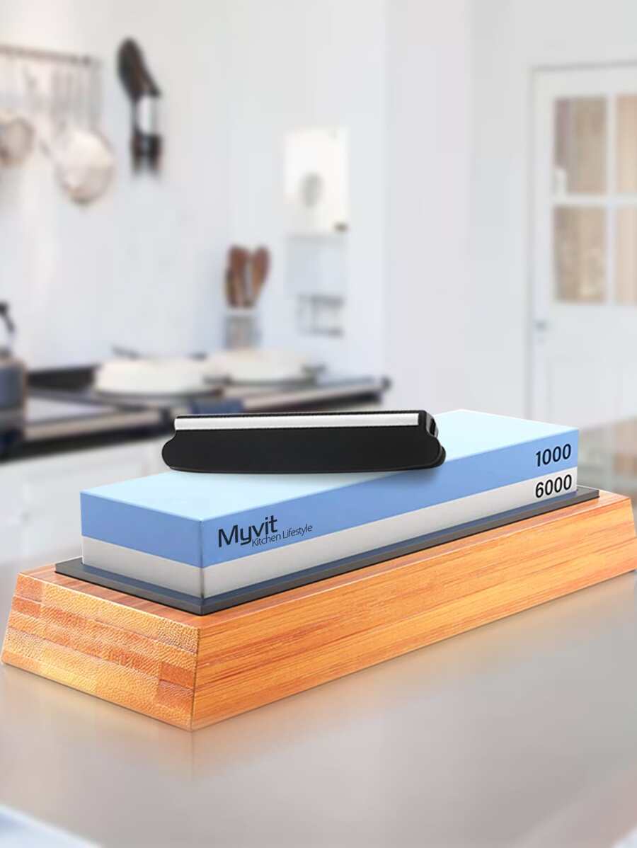 1 Máy Mài Dao Bằng Đá, Dụng Cụ Mài Dao 2 Mặt Tối Giản Và Dụng Cụ Mài Kéo - Màu xanh lam - Xem 1