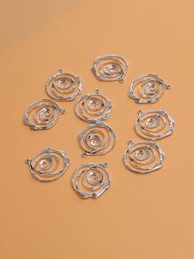 10pcs/set Hollow Out Round DIY Pendant - Silver - View 1