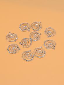 10pcs/set Hollow Out Round DIY Pendant - Silver - View 2
