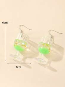 Glow In The Dark Goblet Drop Earrings - Green - View 3
