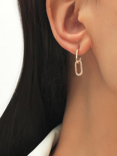 方晶鋯石裝飾耳環