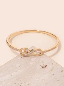 1件女士时尚心形锆石手镯，适合作为礼物、参加派对和日常佩戴 - 金黃色 - 查看 2