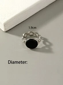 Men Round Decor Ring - Silver - View 4