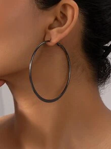 Hoa tai vòng tối giản - màu đen - Xem 1