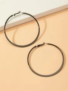 Hoa tai vòng tối giản - màu đen - Xem 2