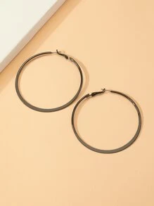 Hoa tai vòng tối giản - màu đen - Xem 3