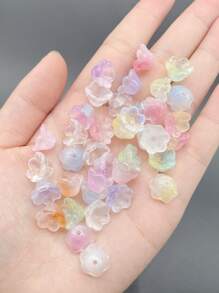50pcs/Set Flower Design Glass Beads DIY Jewelry Accessory Valentines - Multicolor - View 1
