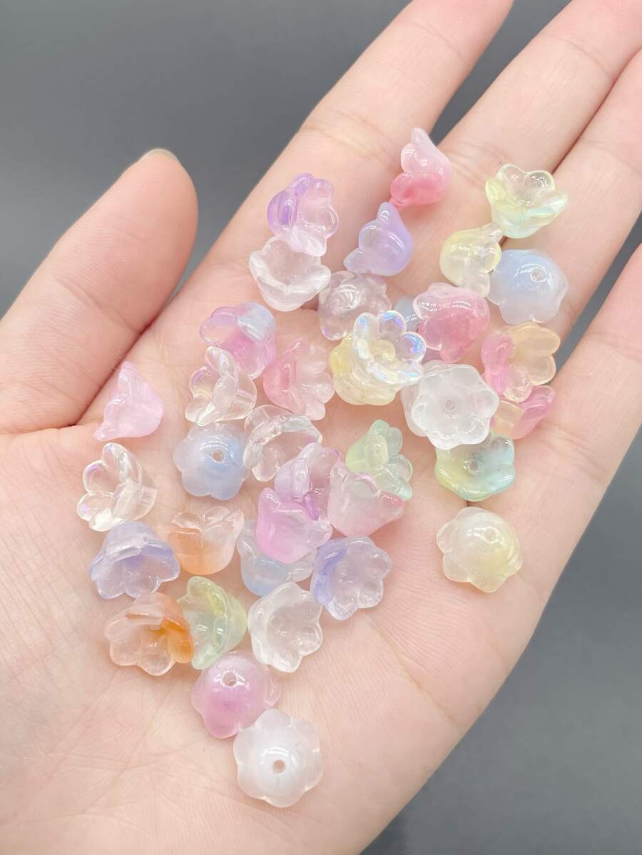 50pcs/Set Flower Design Glass Beads DIY Jewelry Accessory Valentines - Multicolor - View 1