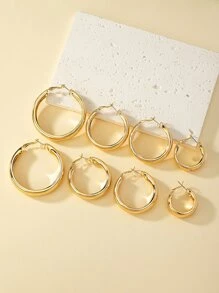 4pairs/set Minimalist Hoop Earrings - Yellow Gold - View 3