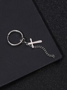 1 Piece Men's Stainless Steel Cross Chain Pendant Fashion Earrings - Silver - View 1